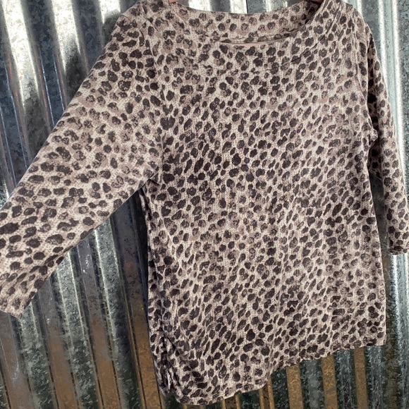 Coldwater Creek Cheetah Boat Neck 3/4 Sleeve Top - Picture 3 of 9